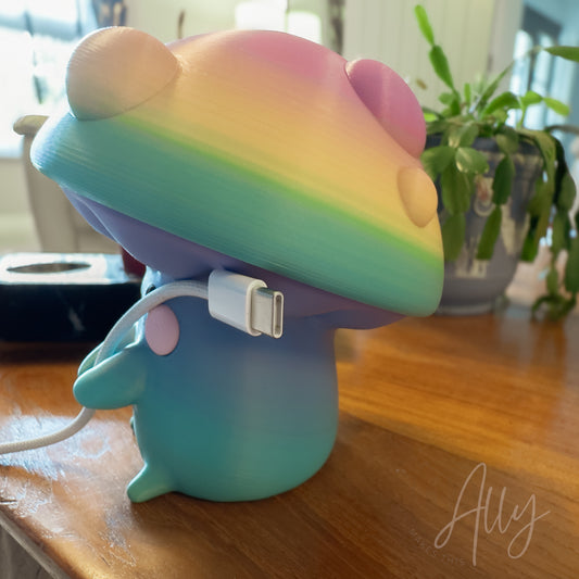 Mushroom Cable Holder with Secret Storage - Kawaii style accessory